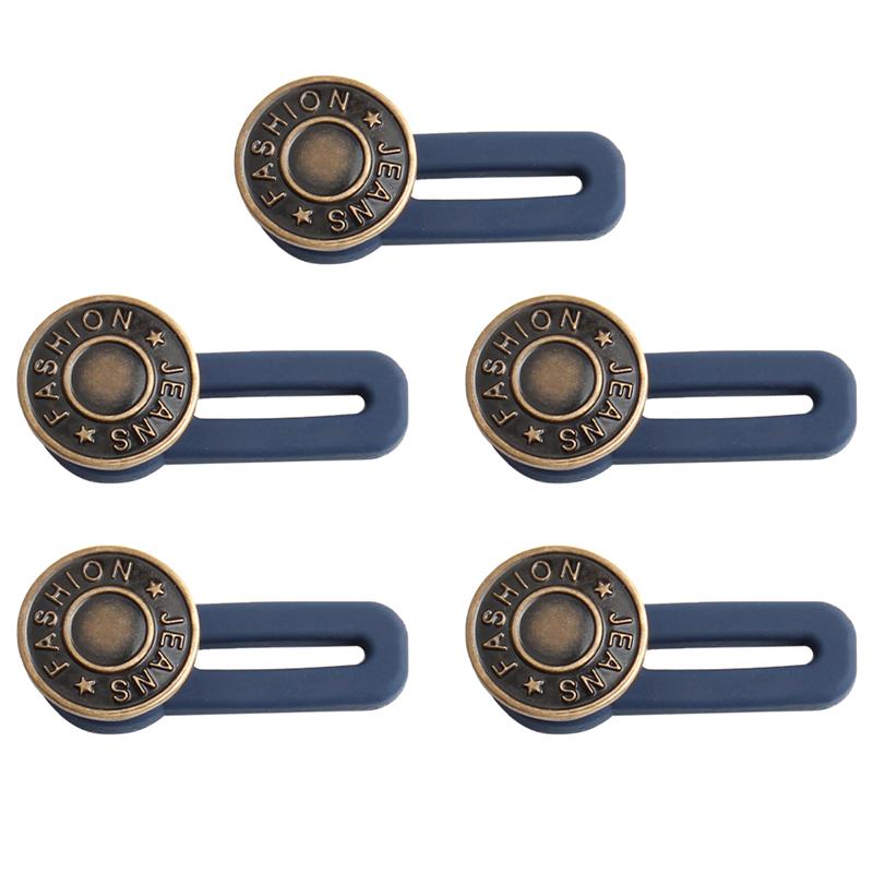 5 stk jeans uttrekkbare knapper metall forlengede spenner bukse linning utvider til menn kvinner (tilfeldig farge): Svart nikkel