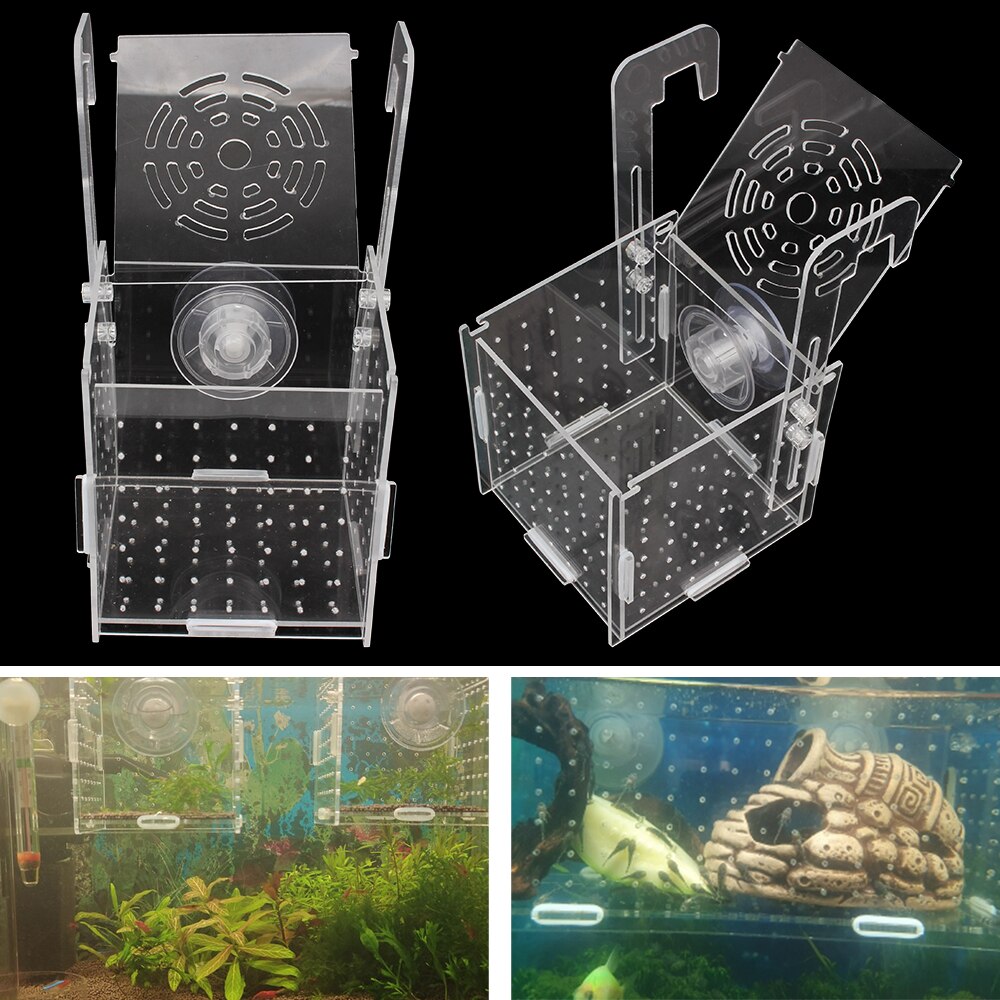 Acrylic Tropical Fish Breeding Box Production Box Fish Tank Aquarium Box 10X10X10CM Small Fish Isolation Net Aquarium Supplies