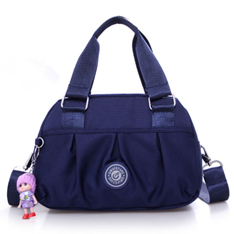 Solide Frauen Umhängetaschen Handtasche Reißverschluss Nylon Umhängetasche Lässig Schulter Taschen Tote Bolsas Femininas: tief Blau