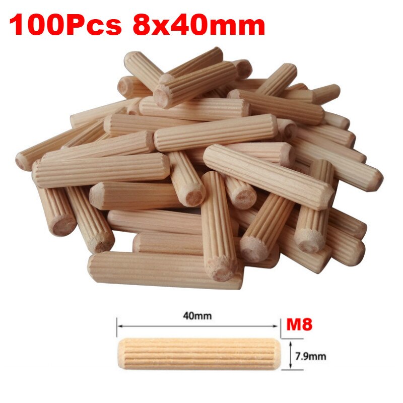 Dowel jig 6 8 10mm træ hss bor bits træbearbejdning jig abs plast lomme hul jig bore guide værktøj til tømrerarbejde: 100 stk. 8 x 40mm