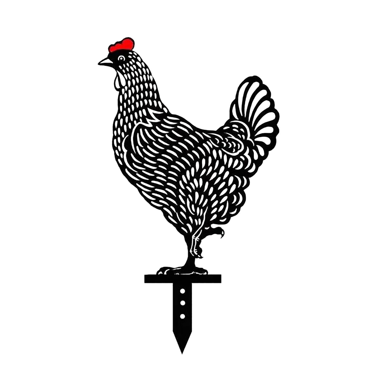 Metal Chicken Art Crafts Garden Ornaments Outdoor Garden Backyard Lawn Stakes Hen Garden Yard Crafts Decoration #G: E