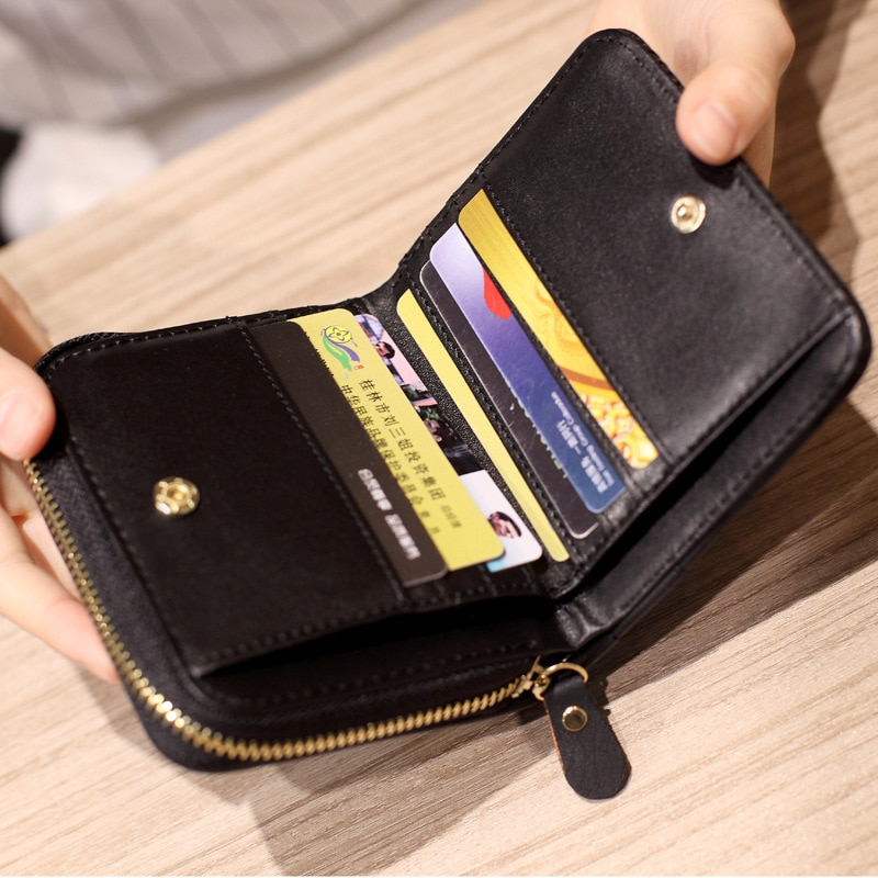 Women Short Wallets PU Leather Female Plaid Purses Nubuck Card Holder Wallet Woman Small Zipper Wallet With Coin Purse