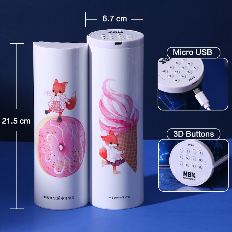 NBX zamek elektroniczny kod piórnik hasło piórnik Anime stacjonarne ruchome piaski pudełko na długopis robić przyborów szkolnych chłopiec dziewczyny prezent