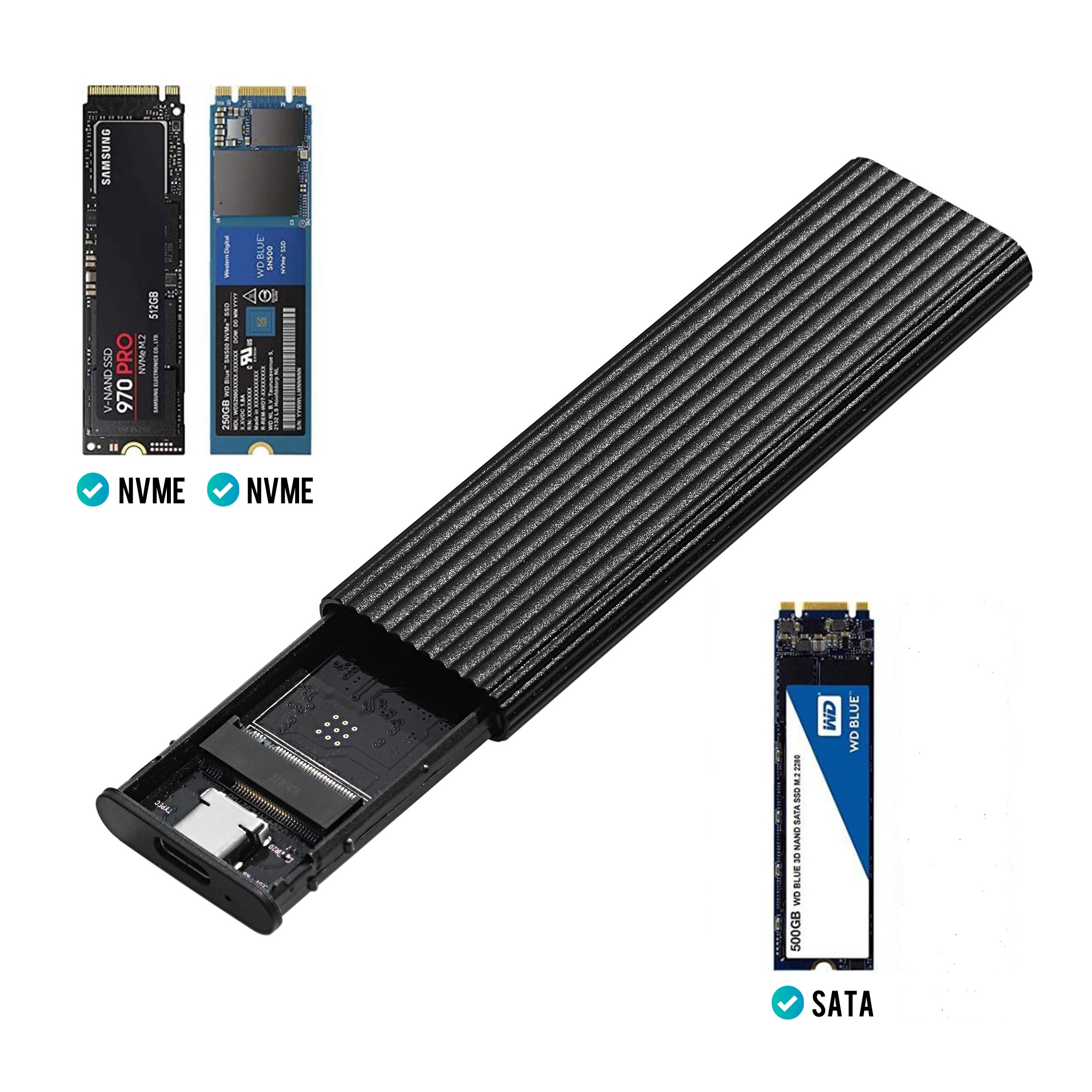 M.2 NVMe SATA SSD Enclosure 10Gbps M.2 To USB 3.1 SSD Adapte M2 NVMe PCIE/NGFF SATA SSD Box for NVME PCIE M/B Key