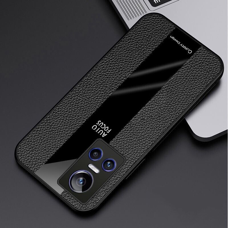 Funda Voor Realme Gt Neo 3 Case Car Holder Telefoon Cover Voor Realme Gt Neo 3 Case Luxe Lederen Zachte siliconen Shockproof Bumper: black without stand