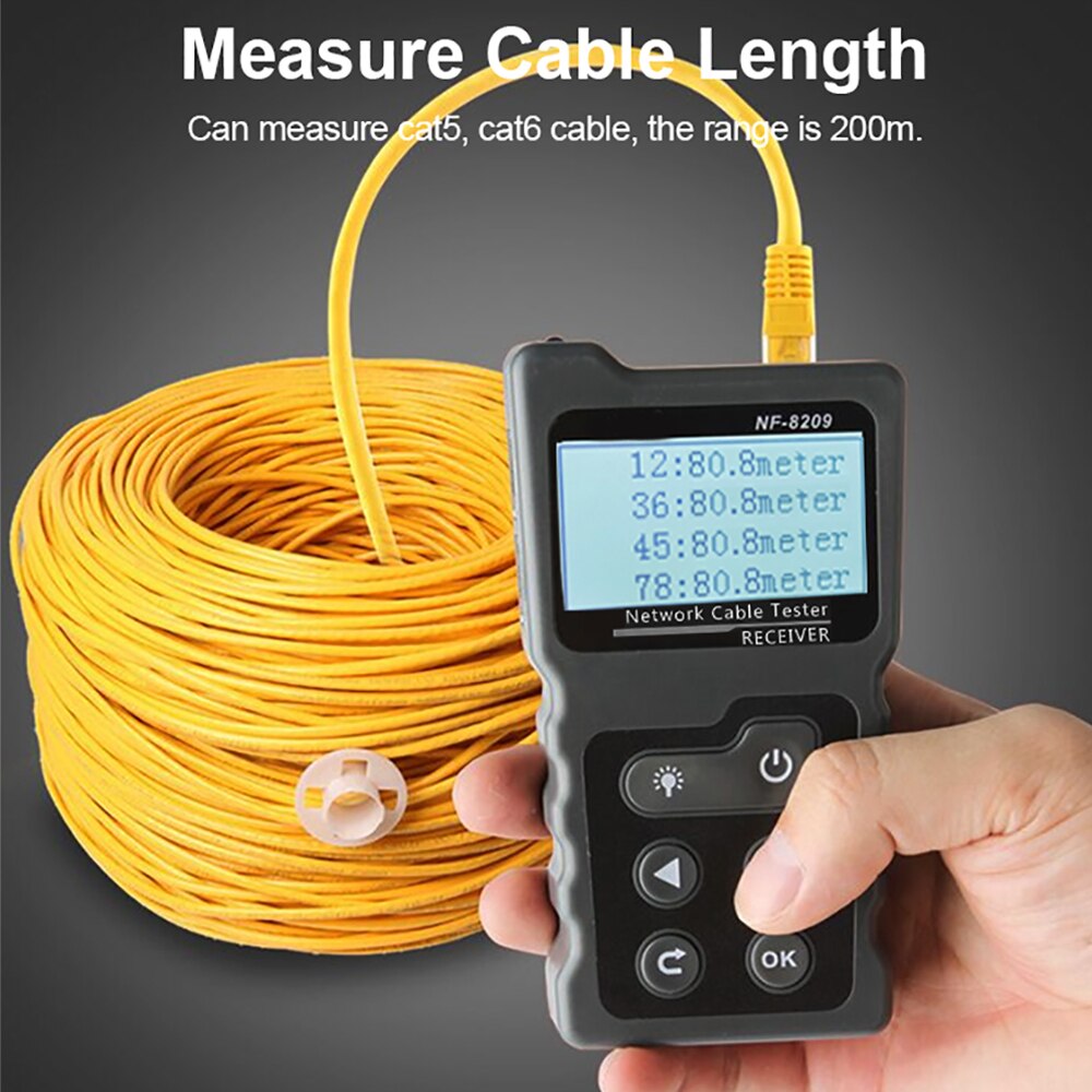 KKmoon LCD Netzwerk Kabel Tester Draht Tracker PoE Prüfer Inline PoE Spannung und Strom Tester mit Kabel Tester mit Beleuchten