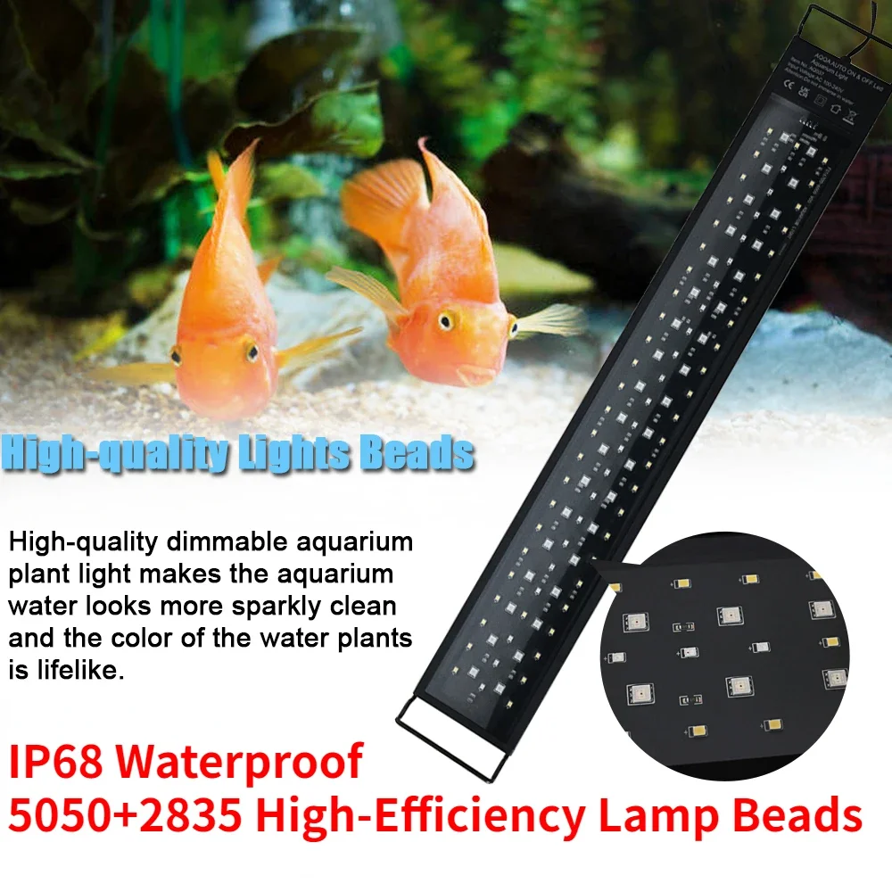20-70cm Fish Tank 24/7 Full Spectrum Lighting LED Light Aquarium Decoration Aquatic Plant Growth Lamp IP68 Waterproof Freshwater