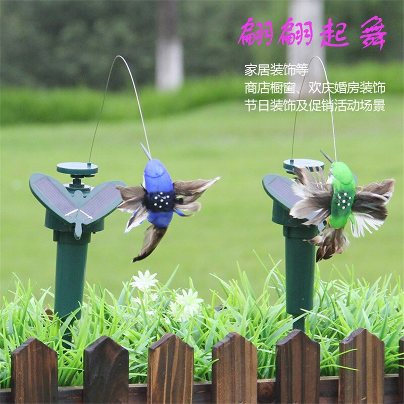 Solar Power Vibration Dancing Fly Fluttering Hummingbird Birds Garden Yard Decorative Stake