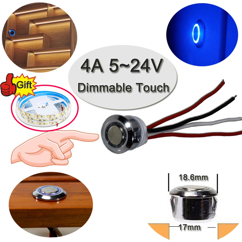 Interrupteur à capteur tactile pour bande LED, 4a, DC 5V, 12V, 24V