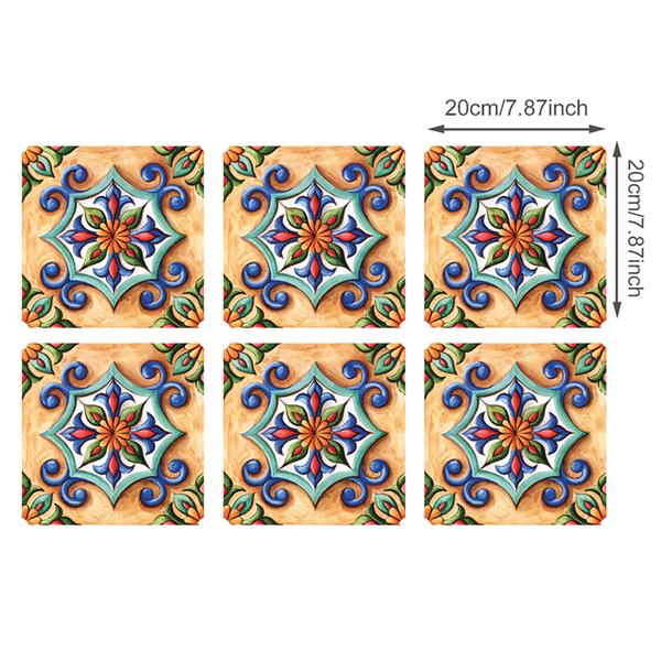 Marockansk stil färgglada retro blommor mönster kakel golv väggdekal 20*20cm*6 st kök trappa toalett affisch vinyl konstdekal: Design 5