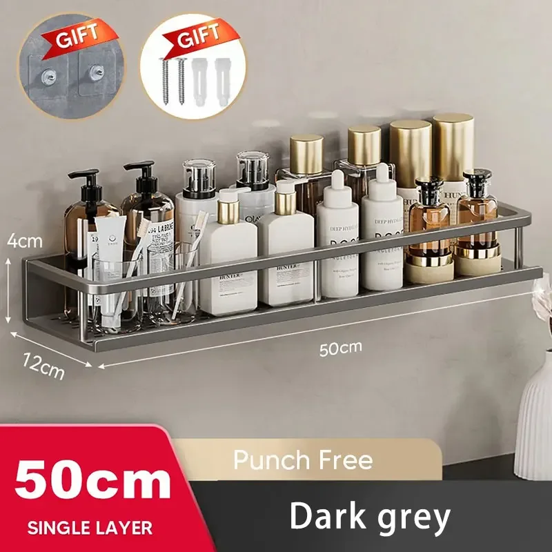 Estante de pared para baño, estante de almacenamiento para ducha, organizador de almacenamiento de maquillaje, estante para champú de aleación de aluminio, accesorios de baño: Verde claro