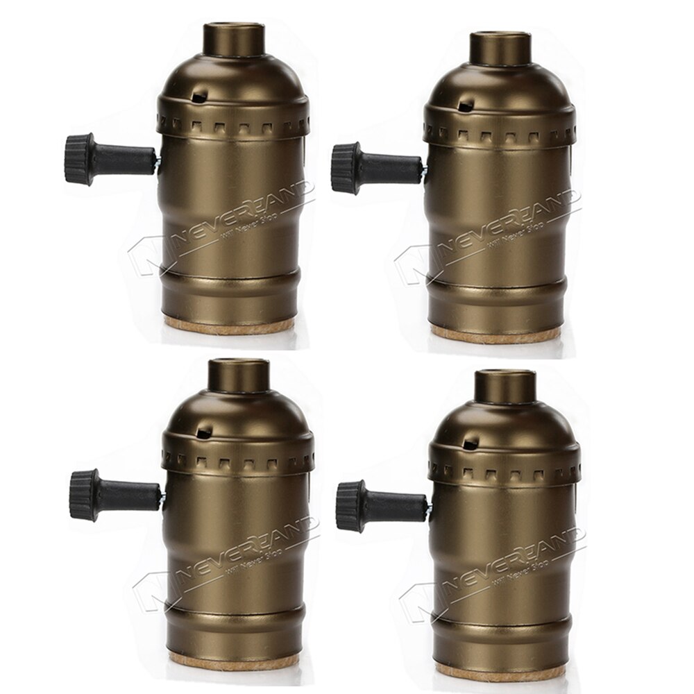Conector portalámparas de aluminio con interruptor E27, negro perla/latón antiguo/dorado/plateado, Base de iluminación Vintage: Antique brass