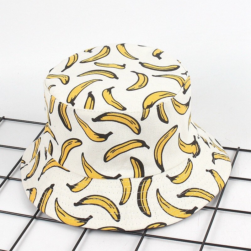 banana Patroon Emmer Hoed Meisjes Opvouwbare print Cap Hip Hop Gorros Mannen Zomer Caps Vrouwen Panama Vissen Emmer hoed