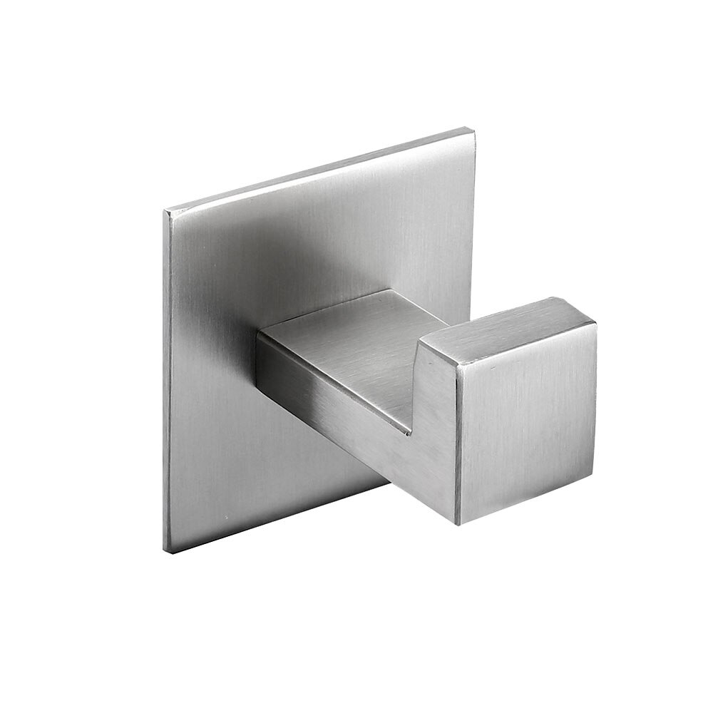 Sin tornillo Need Modern-Colgador de gancho de toalla cuadrado para baño, autoadhesivo, acero inoxidable 304, colgador de gancho para puerta, accesorios de baño: Silver Brushed