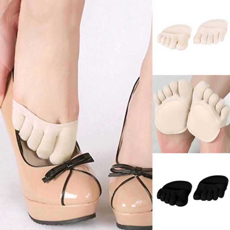 Dünne Zehen Socken Keine Ferse Offene spitze Schweiß-saugfähig Anti-Unterhose Halb Sohle Sandalen Socken Mit Unsichtbar Vorfuß kissen Pad Fuß Socken