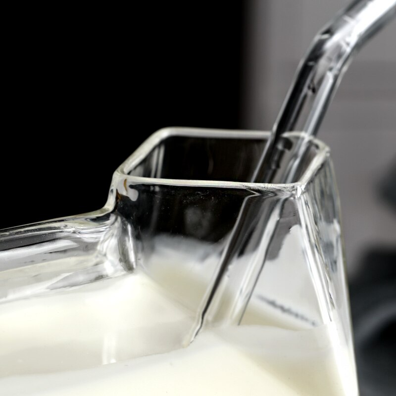 Melkeglasskopp 250ml mini melkekartong fløtekannen morsom varmebestandig glasskopp søt krystalljuice morgenkopp