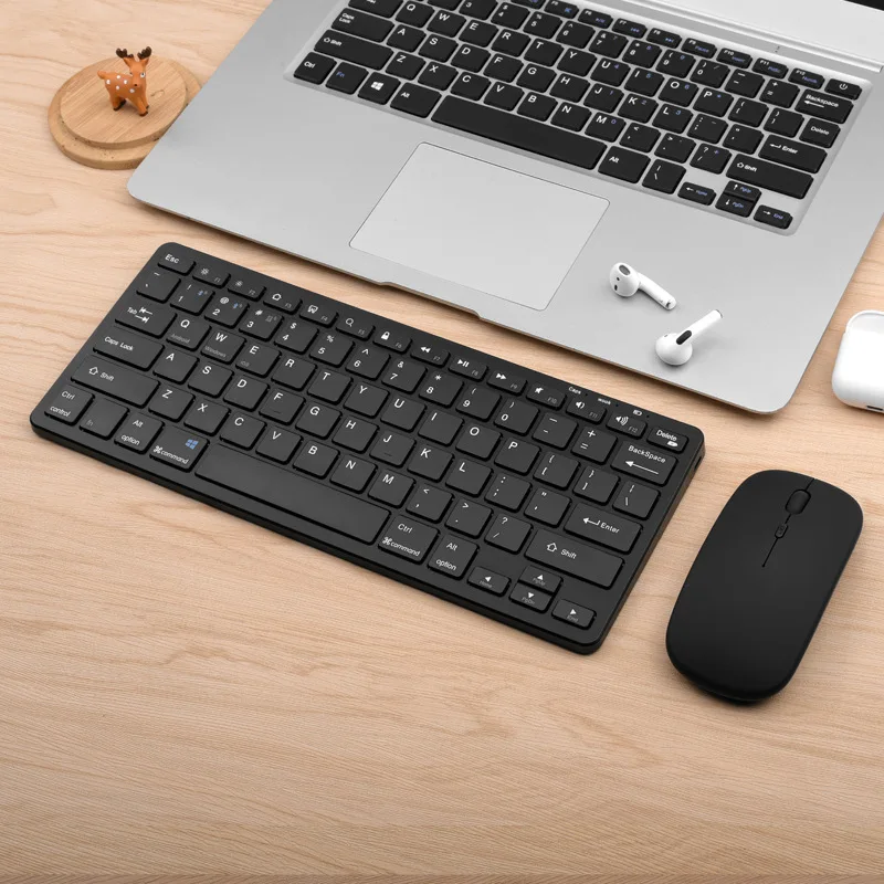 Bluetooth 5.0 & 2.4G Wireless Tastatur und Maus Combo Mini Multimedia Tastatur Maus für Computer Laptop PC iPad Macbook Android: Silber