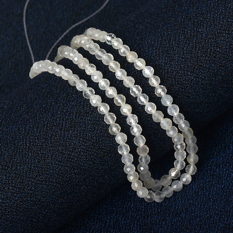 Transparant licht witte kralen met wit glanzend snijvlakken 3mm-2mm Wit maanlicht Steen losse kralen