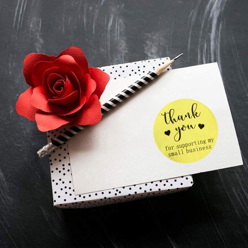 500pcs Thank You for Supporting My Small Business Stickers Round Labels Handmade K4UA