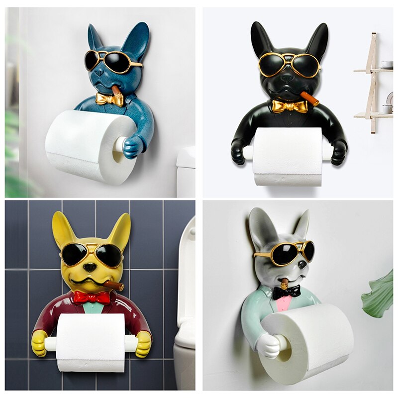 Bakke toiletpapirholder hygiejne harpiks fri punch håndklæde boks husholdning papir håndklæde holder rulle spole enhed hund stil