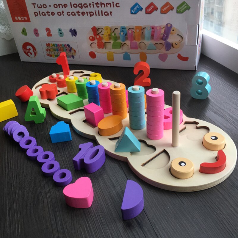 Juliana Children Wooden Toy Montessori Materials Learning Count Numbers Matching Digital Shape Match Early Education Toy