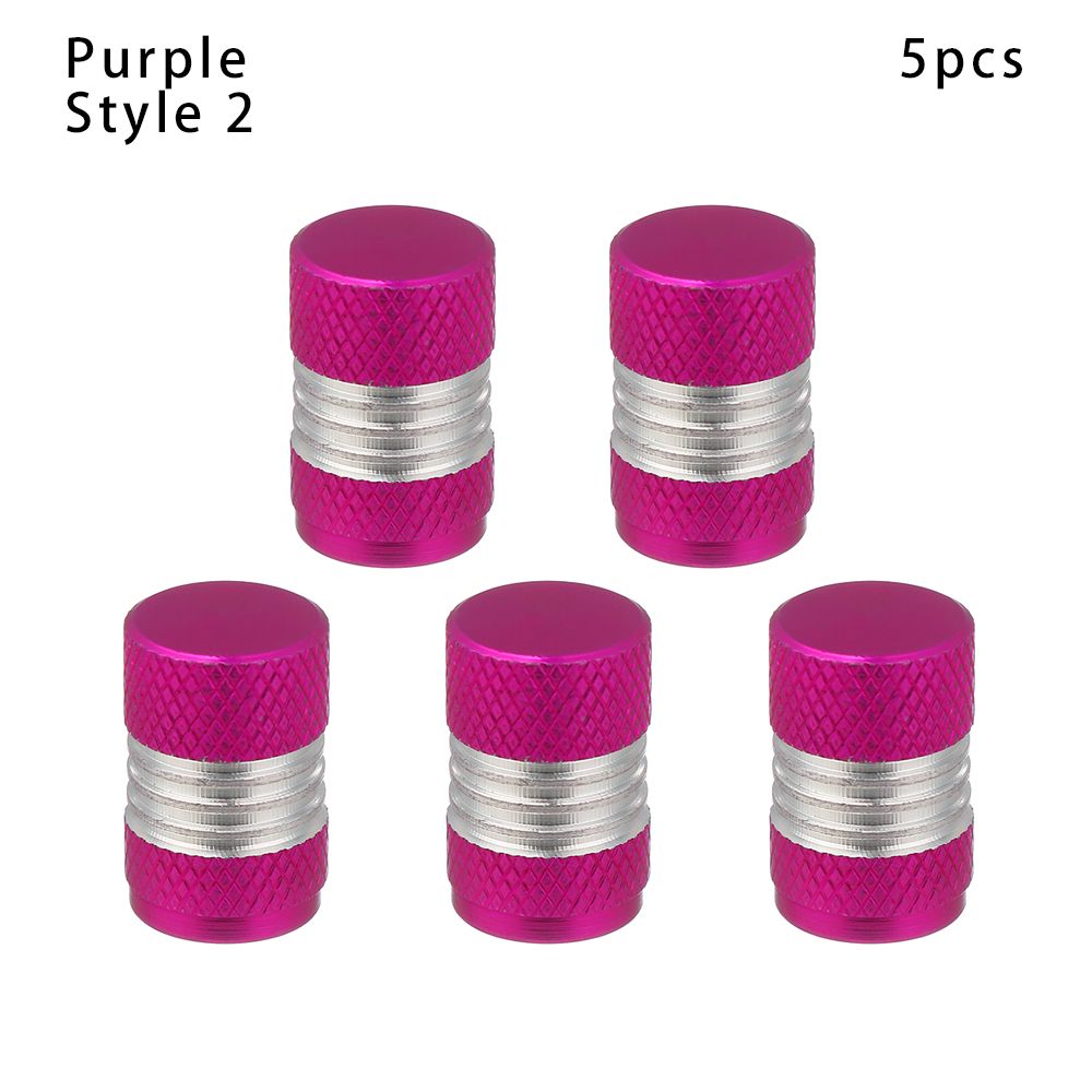 5pcs Universal Bike Valve Caps Dustproof Aluminum Alloy Schrader Valve Caps Motorcycles Trucks Cars Bikes: Purple-Style 2