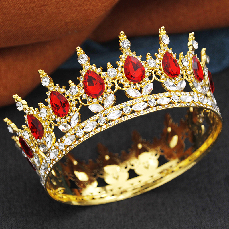 Barokke ronde diadeem koninklijke koningin koning tiara's en kronen feest verjaardag bruids trouwjurk kroon sieraden accessoires: Goud-kleur