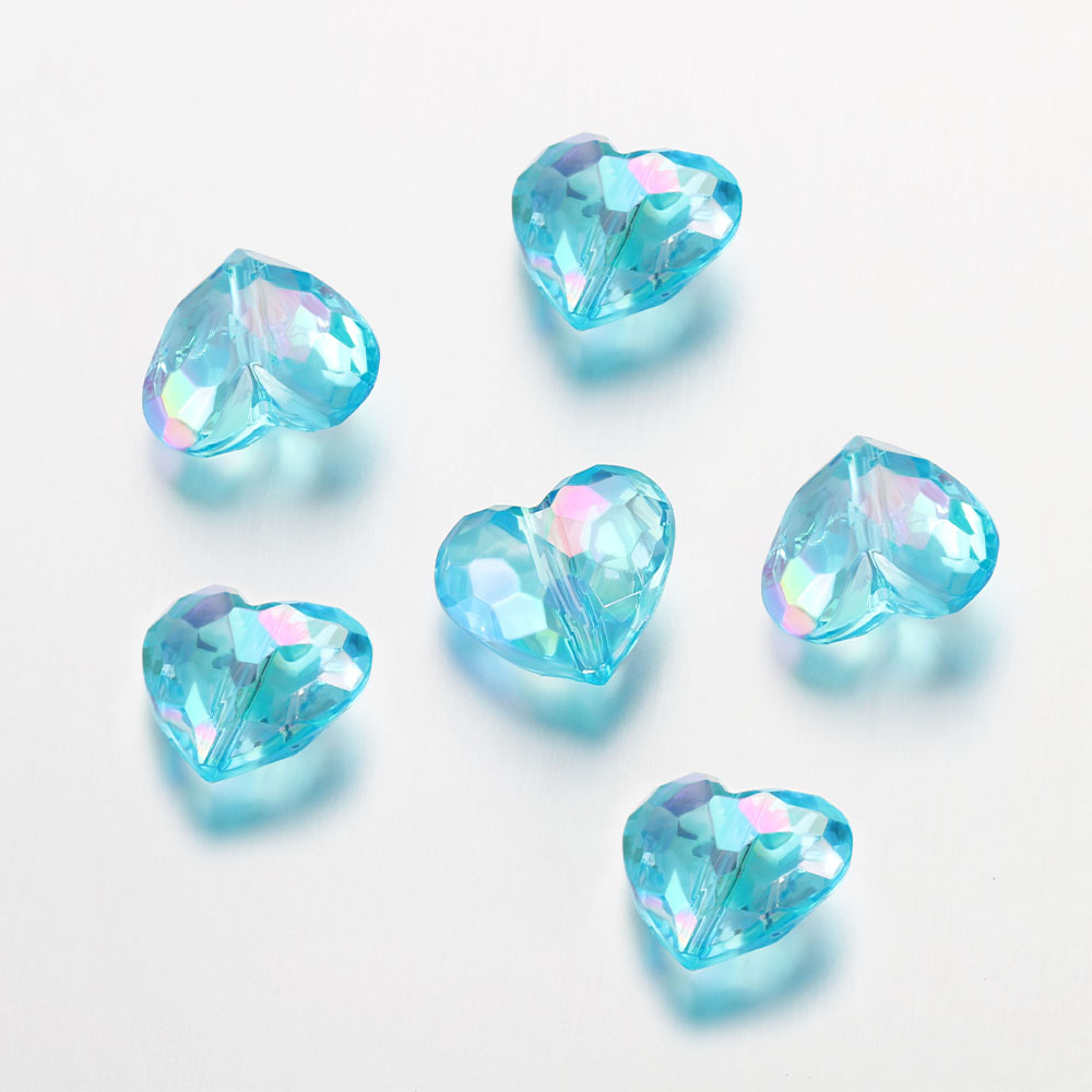 20szt Akrylowe koraliki Love Heart Shiny Mix AB Color Duże kryształowe luźne koraliki dystansowe do naszyjnika Bransoletka Wisiorek Biżuteria: Lawenda