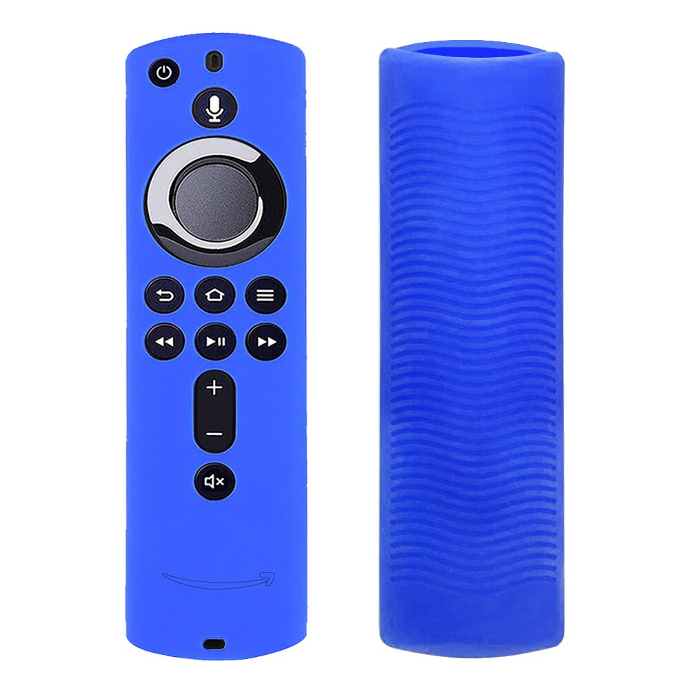 Protective Case Soft Remote Control Cover Shockproof Silicone Durable Lattice Anti Slip Accessories For Fire TV Stick 4K: Blue