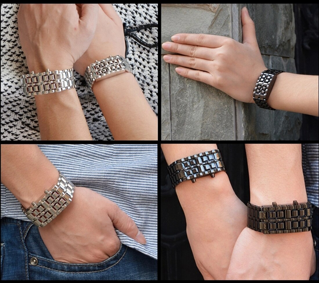 Lava Iron Samurai Horloge Mannen Rvs Led Digitale Horloges Mannen Sport Horloges Elektronische Reloj Hombre Relogio Masculino