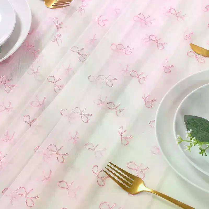 Bow Party Decorations Tafelkleed, Meisje Bow Thema Coquette Verjaardagsfeestje Supplies Tafelkleed, Bow Verjaardag Baby Douche Decorati