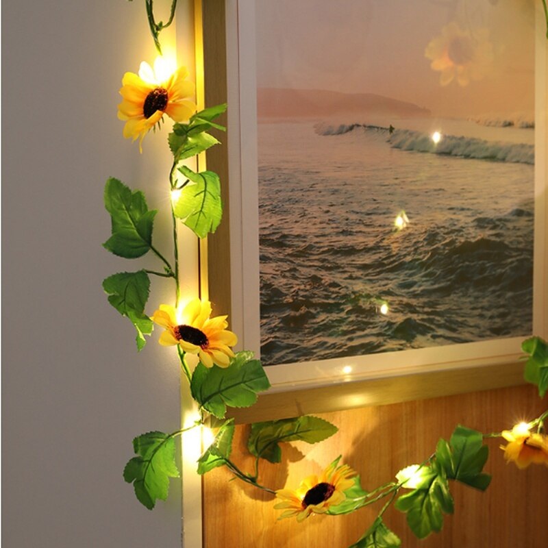 2m 20LED Sunflower Light Garland Wedding Party Room Christmas Bar Party KTV Home Garden Decor