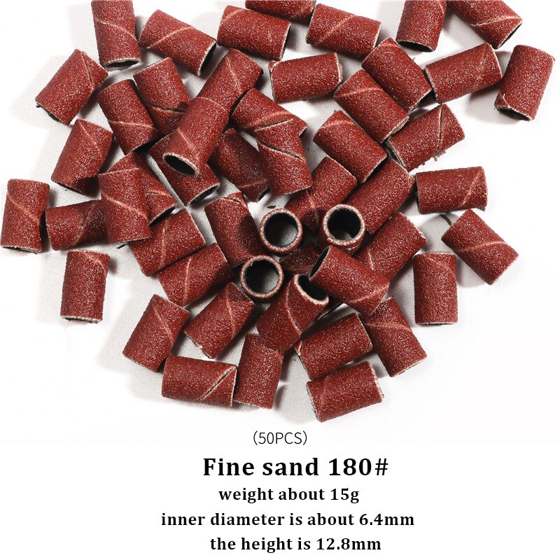 Cabezal cilíndrico para pulir uñas, pulir ruedas, pulir, especial, anillos de pulido, taladro de uñas, herramienta de manicura, 80 #120 #180 #50/100 paquete: 50pcs180
