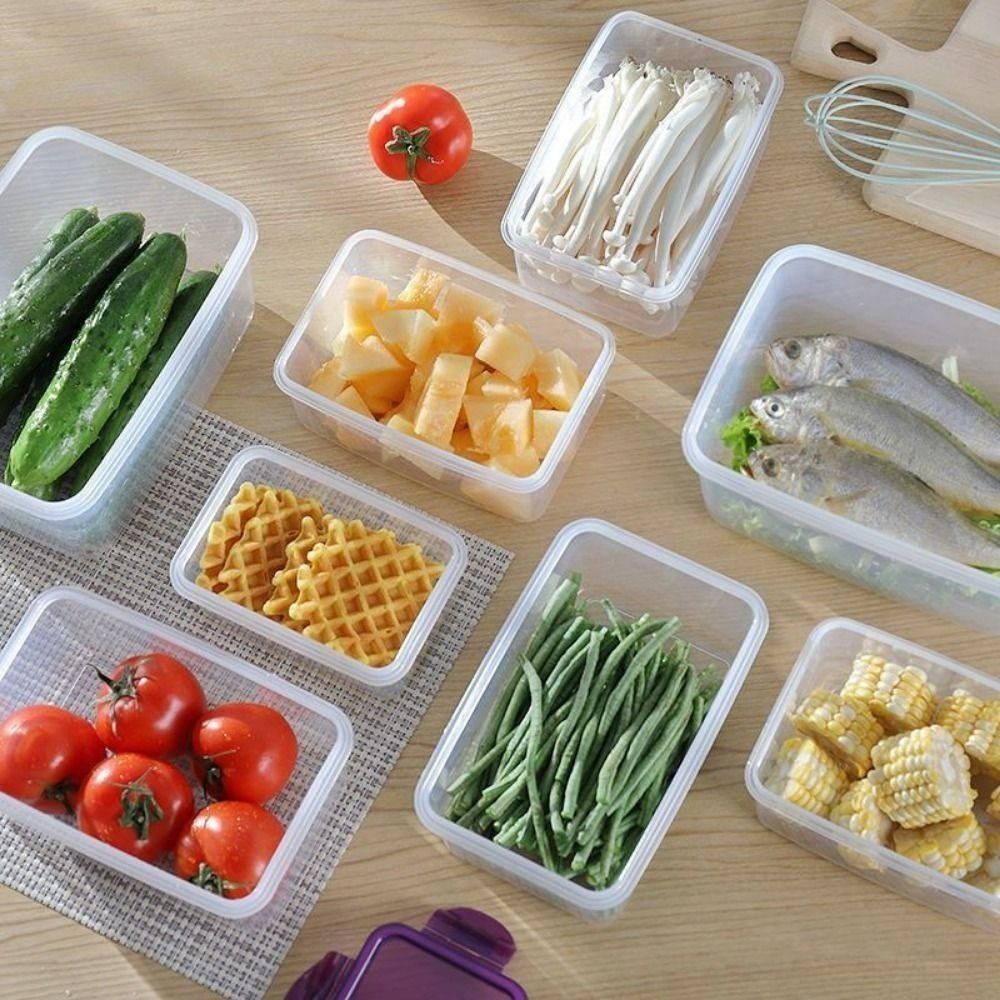 Opbevaringsboks til mad med låg lækagesikker plastik gennemsigtig kasse køleskabsopbevaringsboks udendørs picnicopbevaringsboks køkkenopbevaring