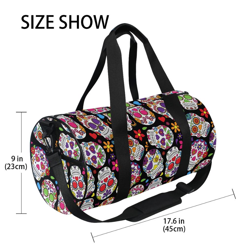 ALAZA Gym Travel Bag Sport Outdoor bags Skull Printing Canvas Women Large Pocket Casual Tote Handbag Shoulder Bag For Men