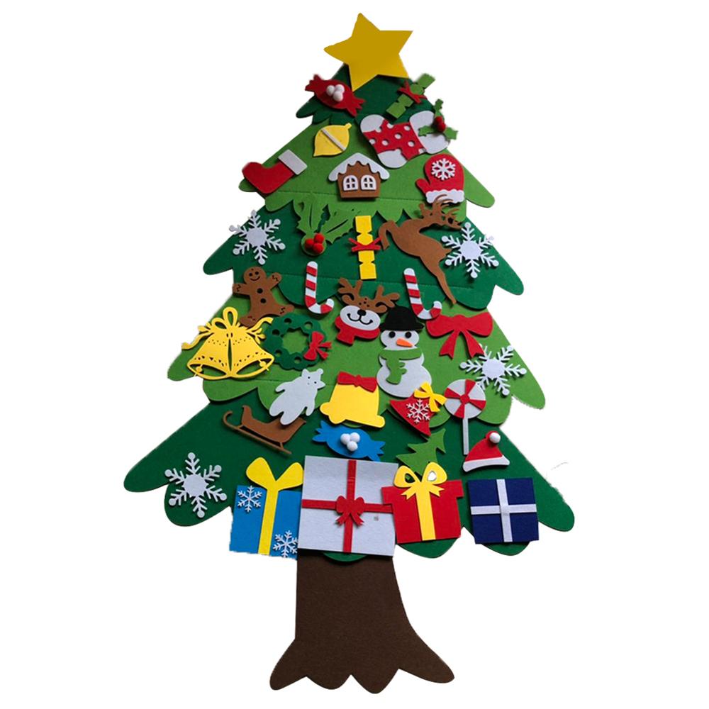 DIY Voelde Kerstboom Deur Muur Opknoping Kids Feestartikelen Kerstboom Set Ornament 98cm * 70cm