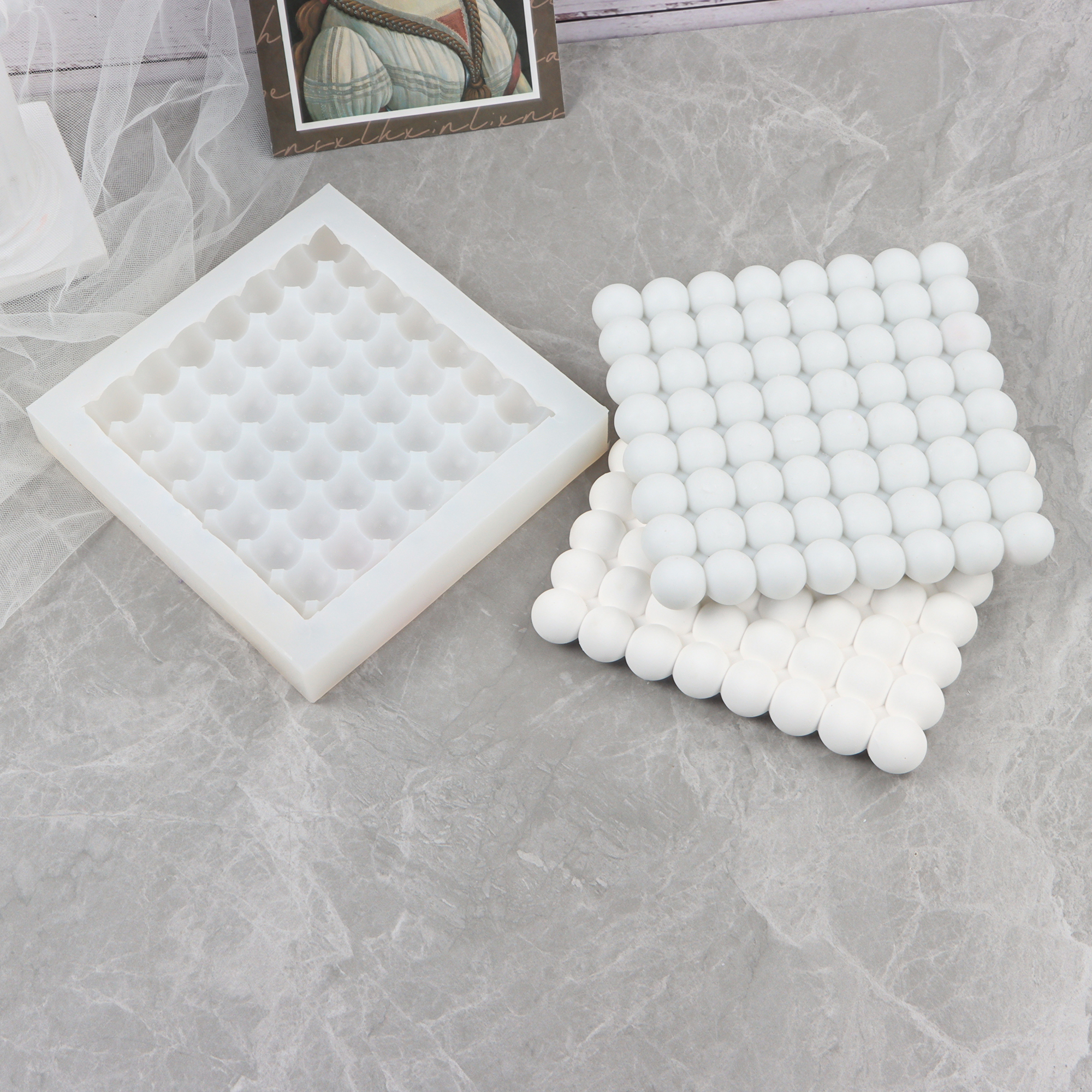 Beton bakke form cement kugle bakke placeringer silikone form coaster duftende lys bakke silikone forme dekoration