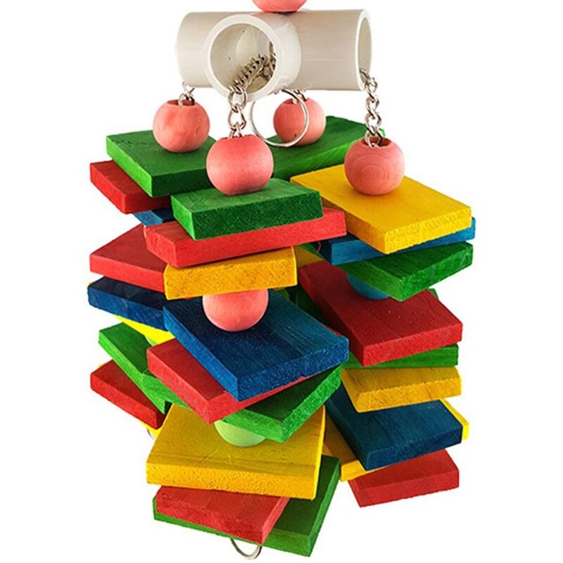 Bird Chewing Toy - Parrot Cage Bite Toys Wooden Block Bird Parrot Toys for Small and Medium Parrots and Birds