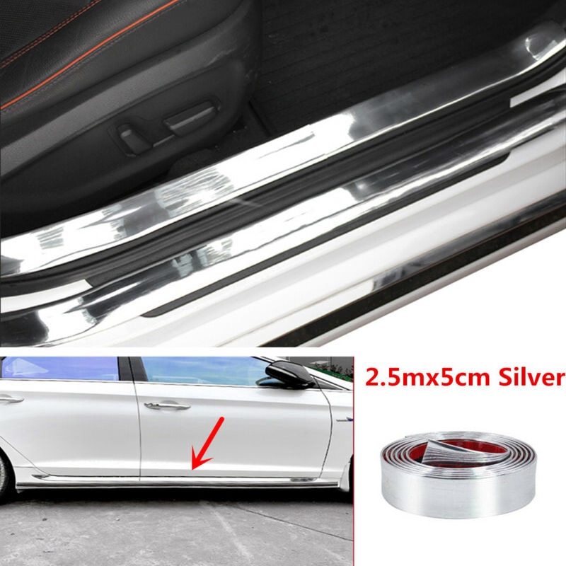 1* 2.5 mx 5cm bil silver krom gjutna dekorlister premium gummi material inredning för dörr stötfångare kant