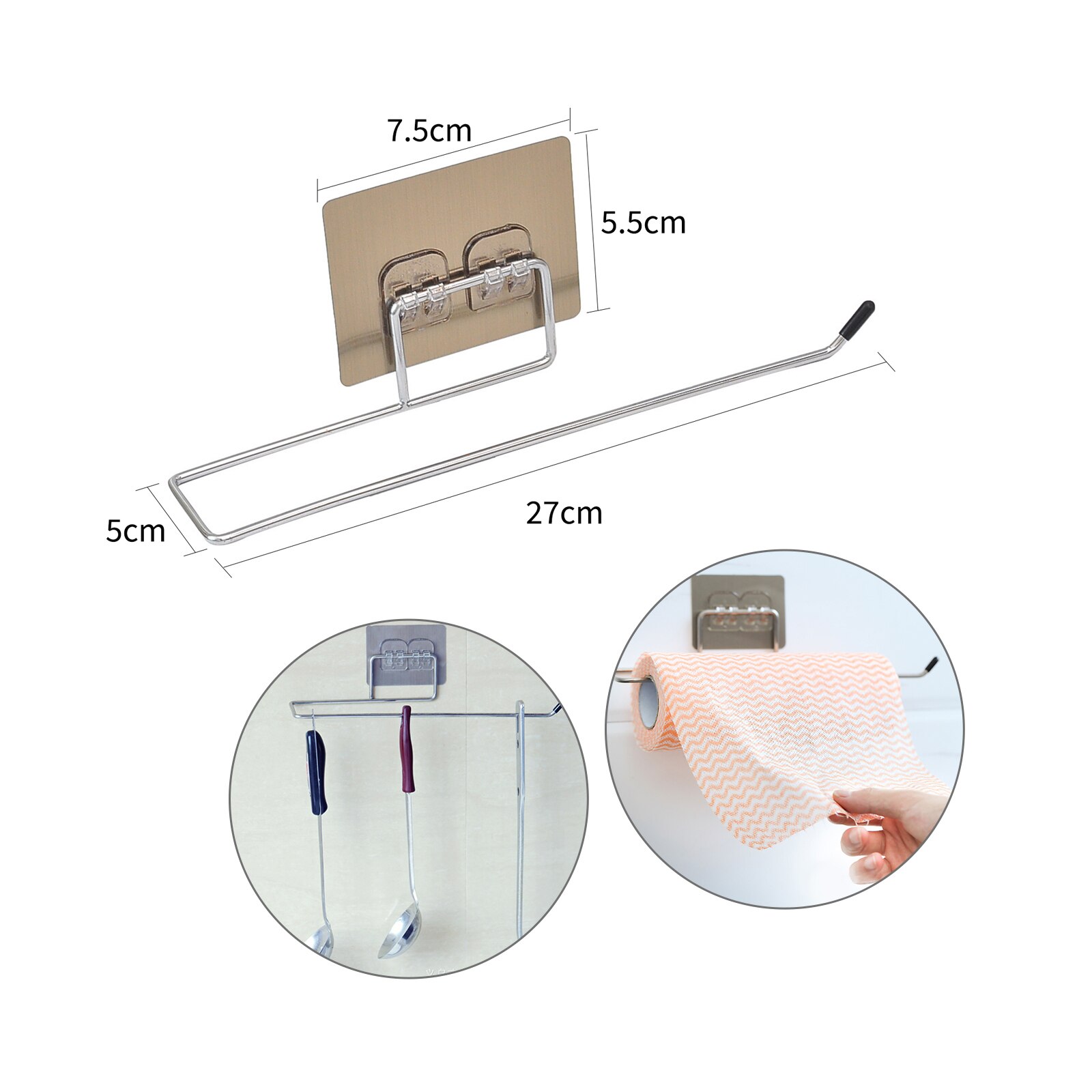 Stainless Steel Paper Towel Holder Rack Toilet Kitchen Roll Paper Holder Self-adhesive Kitchen Toliet Accessories: a