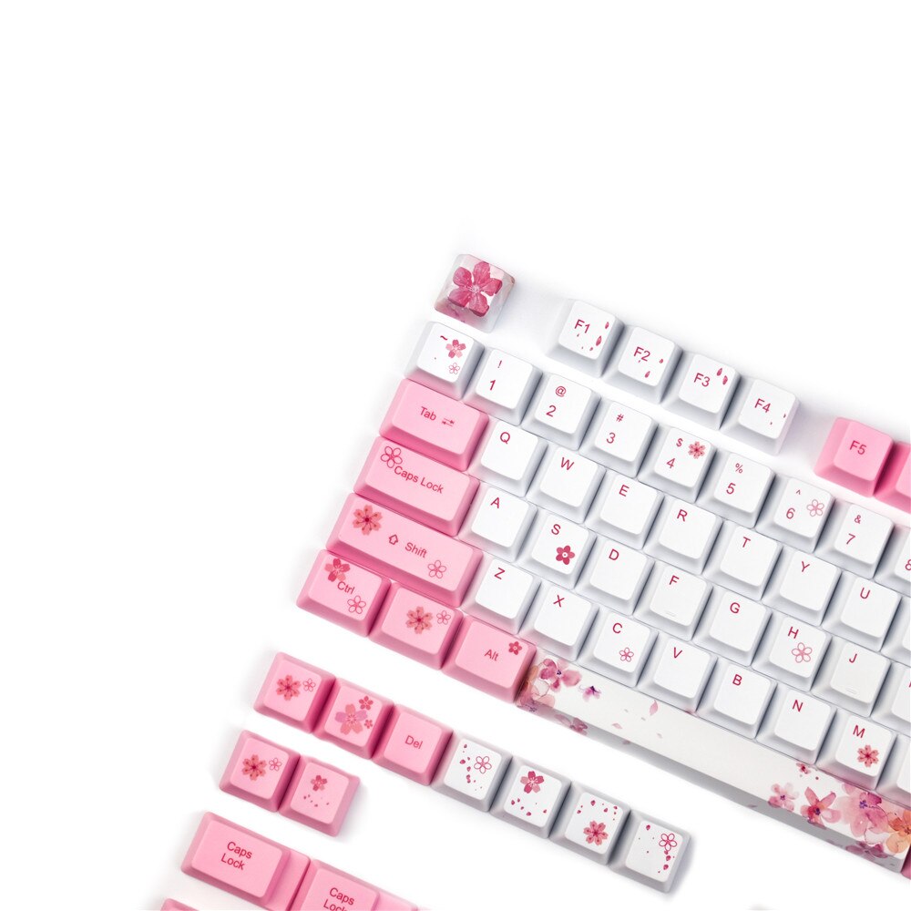 132Keys OEM PBT Cherry Blossoms Keycaps Full Set Mechanical Keyboard ...