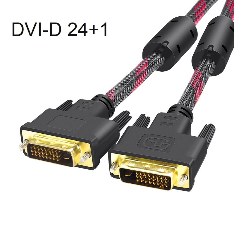 DVI-D 24 + 1 Dual Link Male naar Male Digital Video Kabel Vergulde met Ferrietkern Ondersteuning 1920*1080 voor Gaming, DVD, Laptop