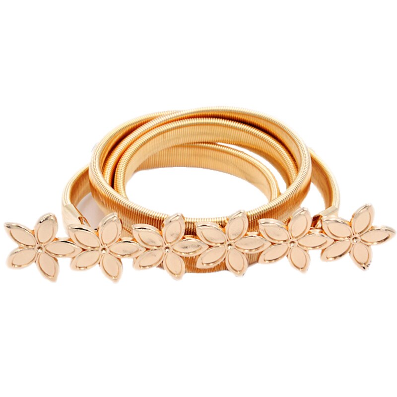 Cinturones elásticos de lujo para mujer, cinturón de cintura para mujeres y niñas, cinturón elástico con forma de hoja de flores, cinturones para mujer