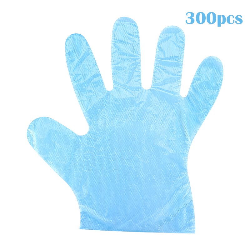 100/200/300Pcs Wegwerp Blauw Transparant Handschoenen Wegwerp Plastic Handschoenen Voor Voedsel Industrie Productie @ Ls