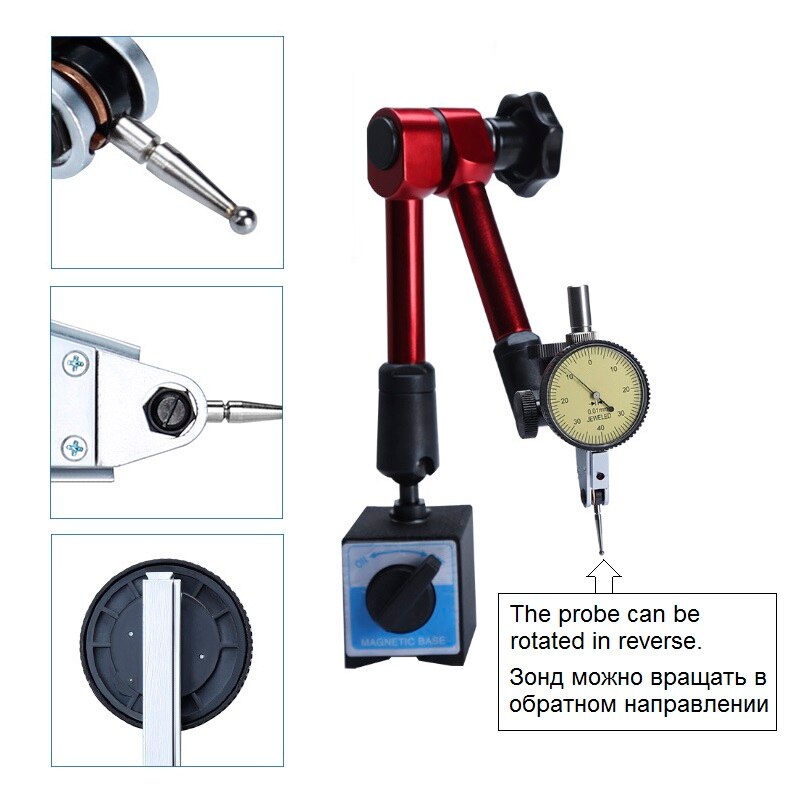 Leverage Dial Indicator for Shaft Runout Measurement Shockproof Analog Test Indicator Gauge for Hole Runout Measuring Tools