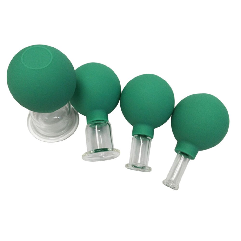 1 sæt  of 4 stk vakuum cupping kopper ryg krops massager husholdnings suge vakuum dåse (brun): Lysegrøn