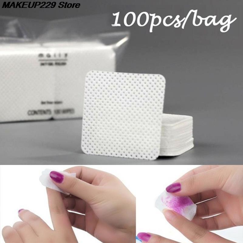Toallitas quitaesmalte de uñas sin pelusa, Gel artístico, limpiador de puntas, herramienta de manicura, 100 Uds.
