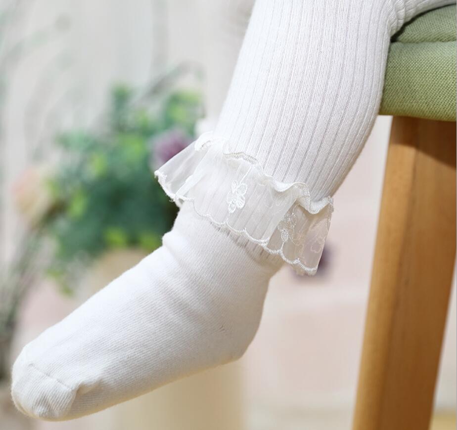 Meisjes kanten panty's koreaanse versie van boneless dunne verticale witte dansleggings baby prinsessenrok leggings