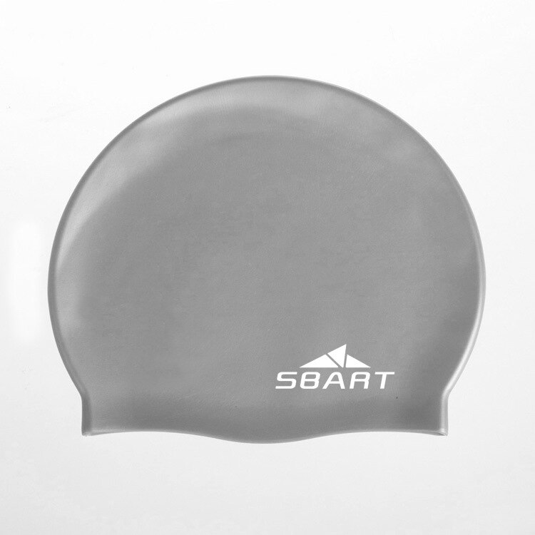 Sbart one size stevige badmuts voor lang haar siliconen badmuts voor dames heren duiksport scuba surfen zwembad watersport hoed: Zilver