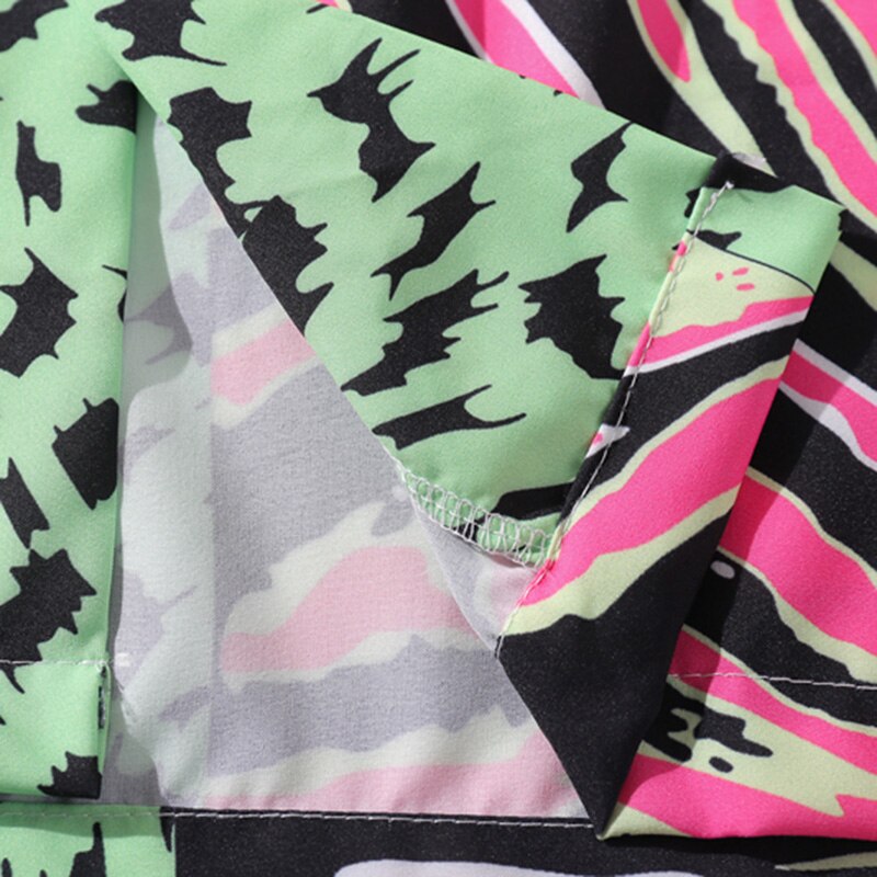 Homme hawaïen chemise zèbre rayure imprimé léopard Patchwork Hip Hop chemise Streetwear Harajuku plage chemise manches courtes été